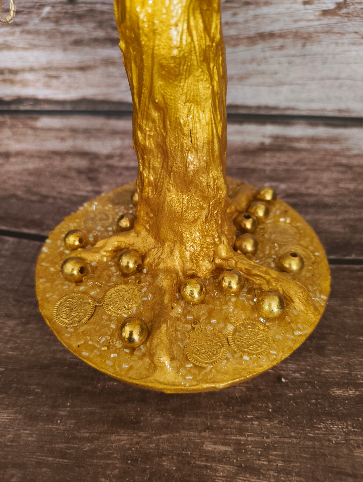 Golden Prosperity Tree with coins and fruits