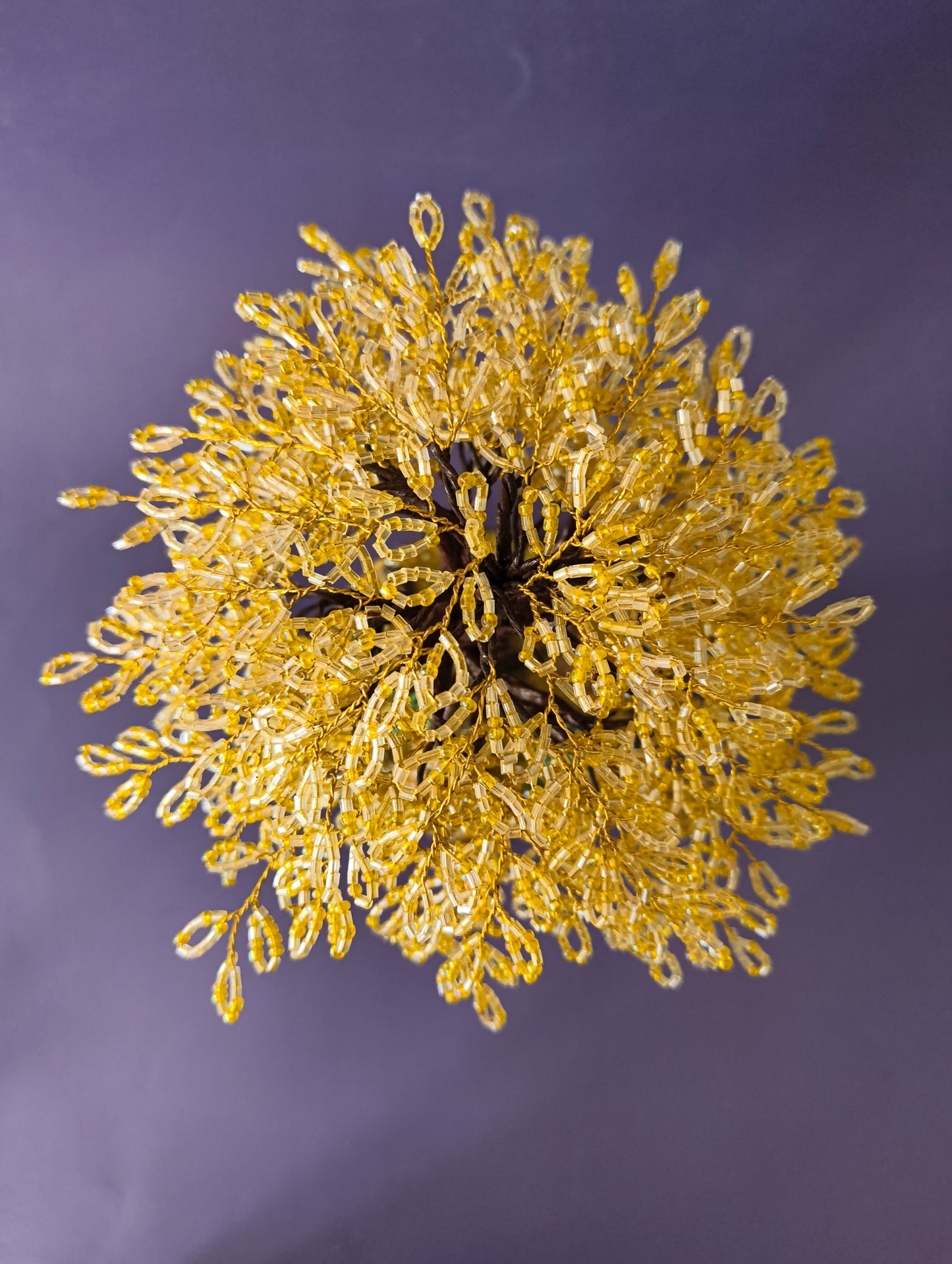Golden Yellow Glassed Beaded Tree