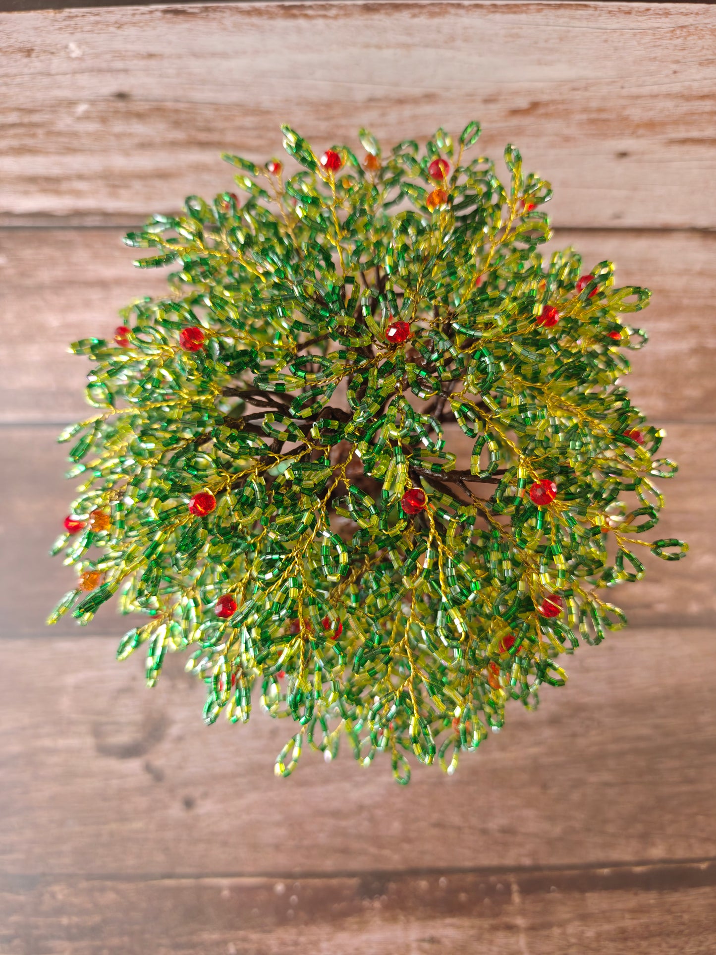 Green tree with red and orange fruits