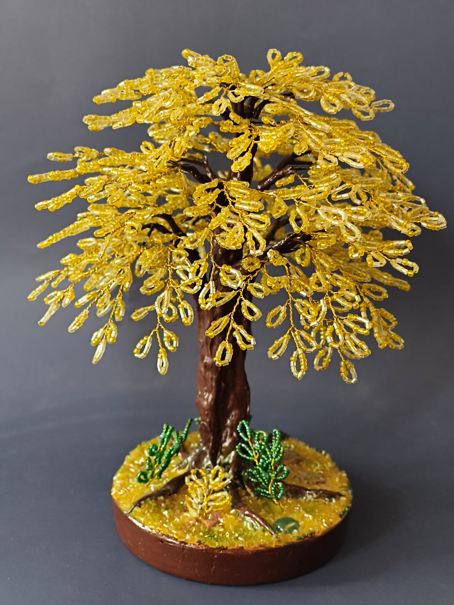 Golden Yellow Glassed Beaded Tree