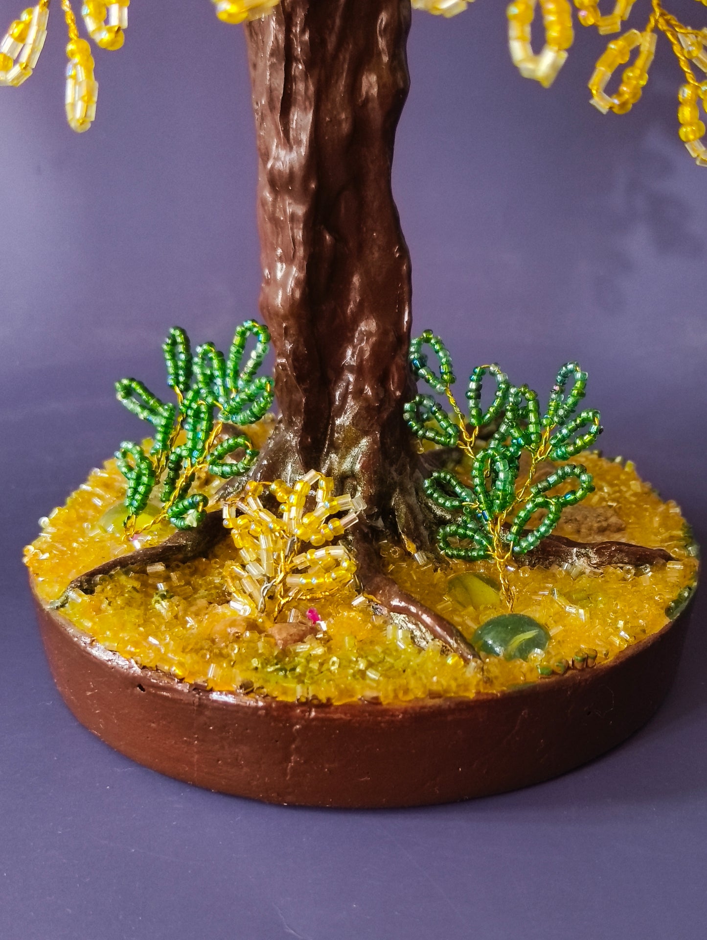 Golden Yellow Glassed Beaded Tree