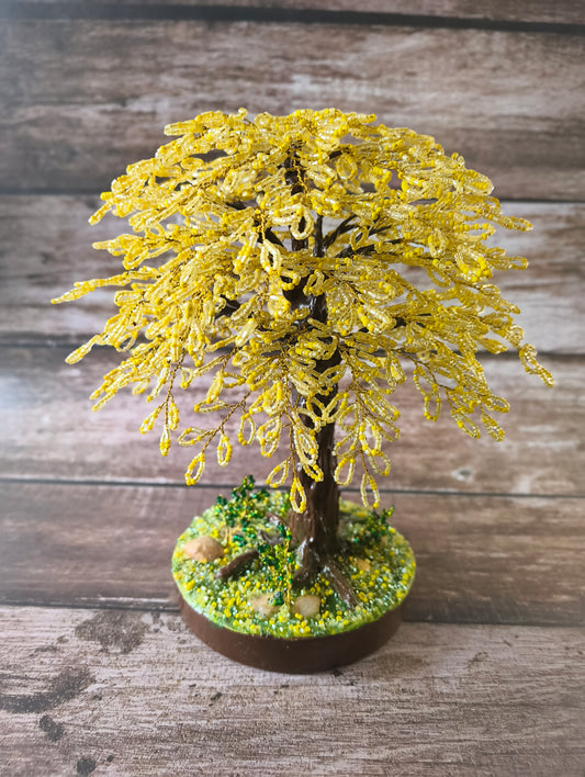 Glassy yellow beaded tree